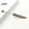 Beaded Ballpoint Pen Diamond Beadable Pens, Bling Rhinestone DIY Bead Pen, Crystal Shaft Retractable Twist Black Ink Pens for Decorations Office