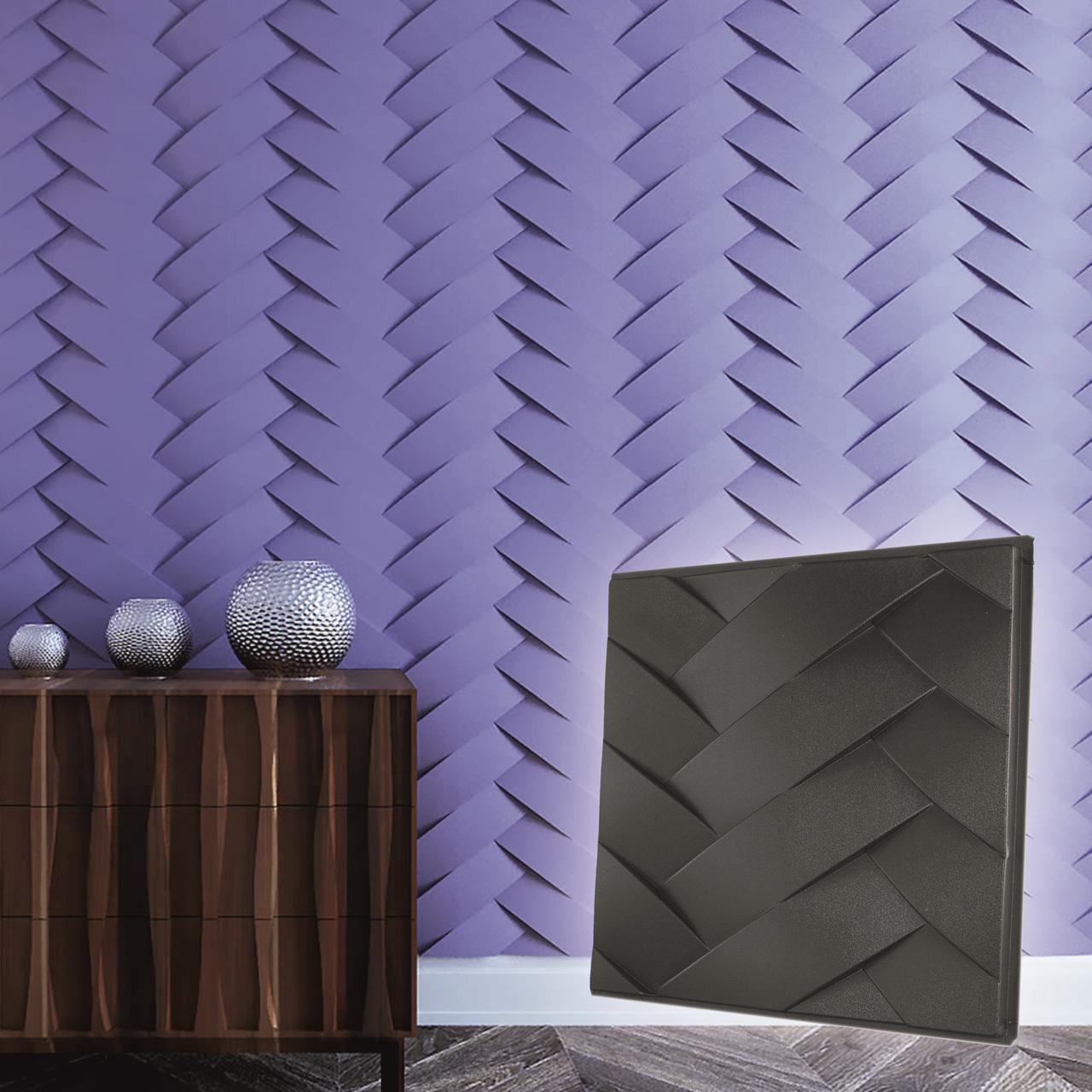 

3D стінова панель Форма для гіпсової, гіпсової або бетонної плитки для декоративних стінових панелей «Коски» чорний