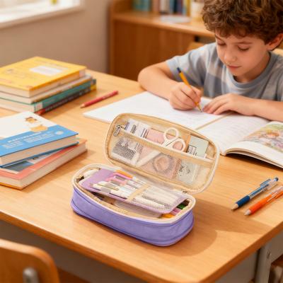 Pennfodral med stor kapacitet Bärbar Kontorsmaterial Skolelever Skrivmaterial Sminkväska Multifunktionell Förvaringsorganisatör Ficka med dragkedja