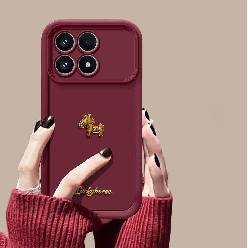 K90 Cute 3D Gold Horse With Lanyard Phone Case For POCO F8 Pro F8 Ultra Case For Redmi K90 Pro Max Cover 2510DRK44C