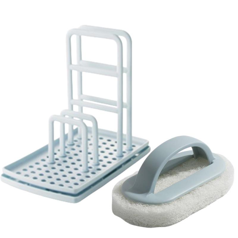 Kitchen Table Storage Rag Rack Dishwashing Cloth Drain and Punch-free Soap Rack Clean with A Daily Dishwashing Pan Brush