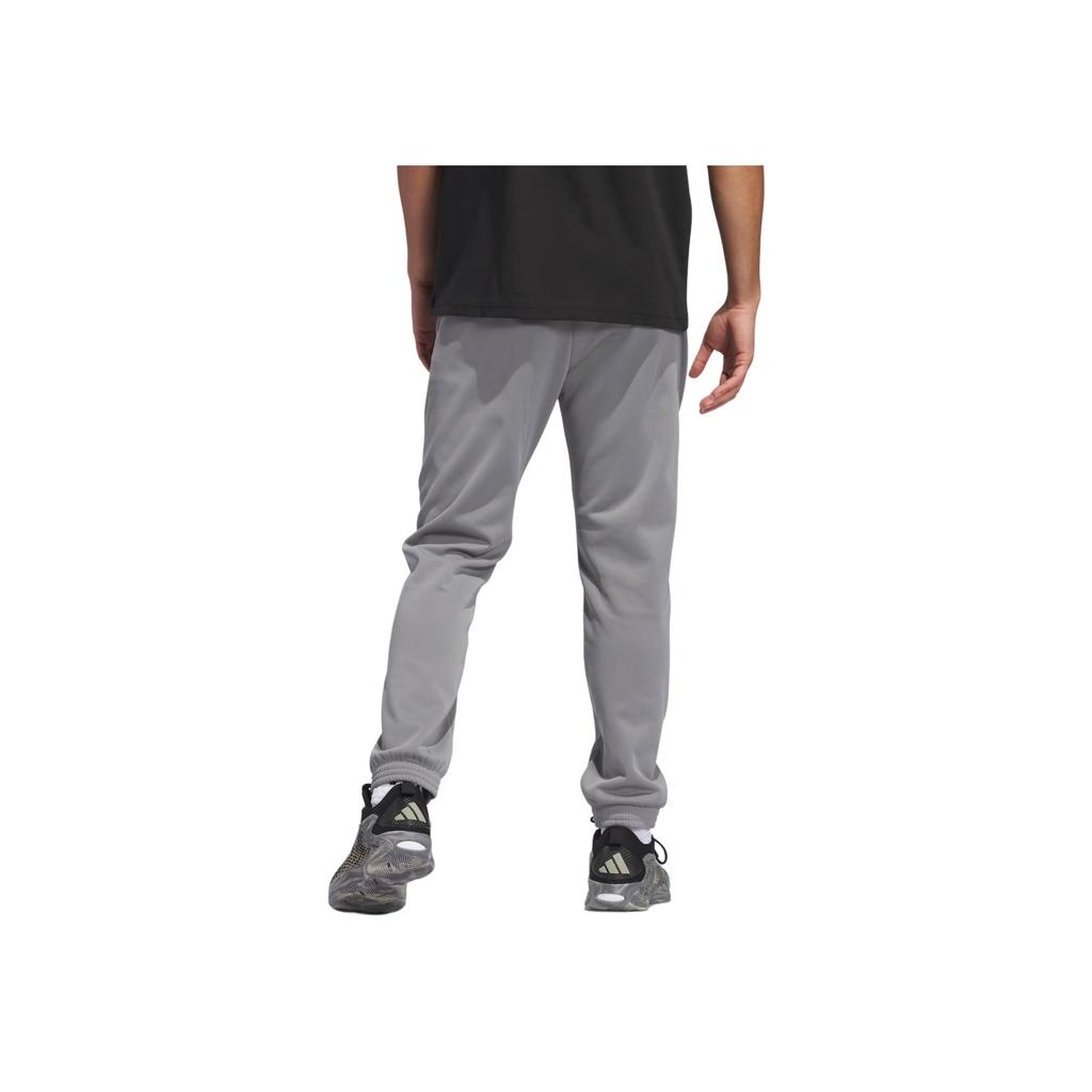 Adidas Logo Loose Fit Tapered Knit Sports Pants Men Bottoms Gray JN2495