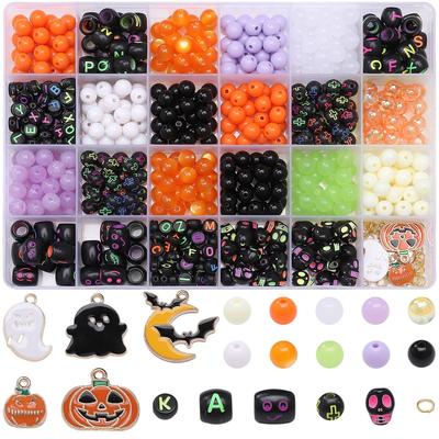 Halloween Acrylic Beads and Alloy Pendants Set for DIY Jewelry 520 Pcs Per Box