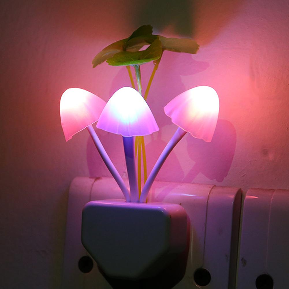 Sensor Led Night Light Color Changing Plug-in LED Mushroom Dream Bed Lamp Kids Adults Bedroom Home Decor Light Wall Lamps
