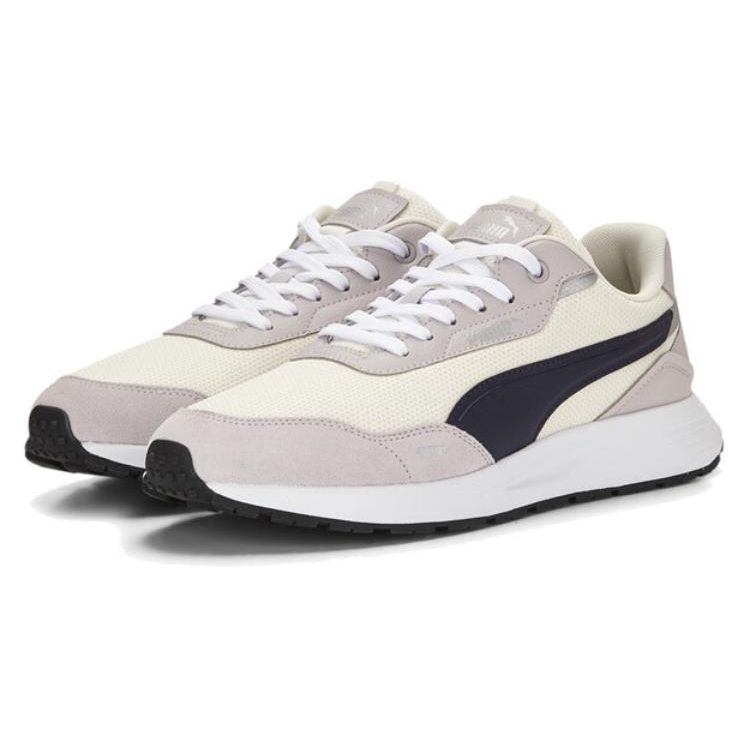 Puma Runtamed Series Fabric Two-Layer Cowhide Synthetic Leather Comfortable Simple Low-Top Casual Shoes Unisex Sneaker White Gray Blue 389236-07