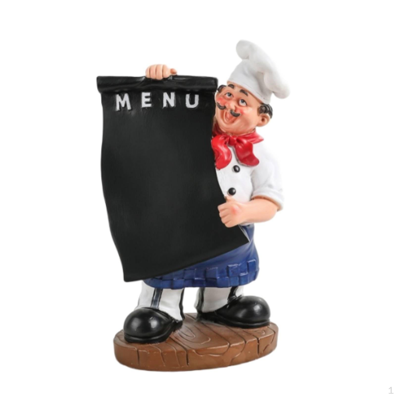 Šefa statuja ar izvēlņu dēli