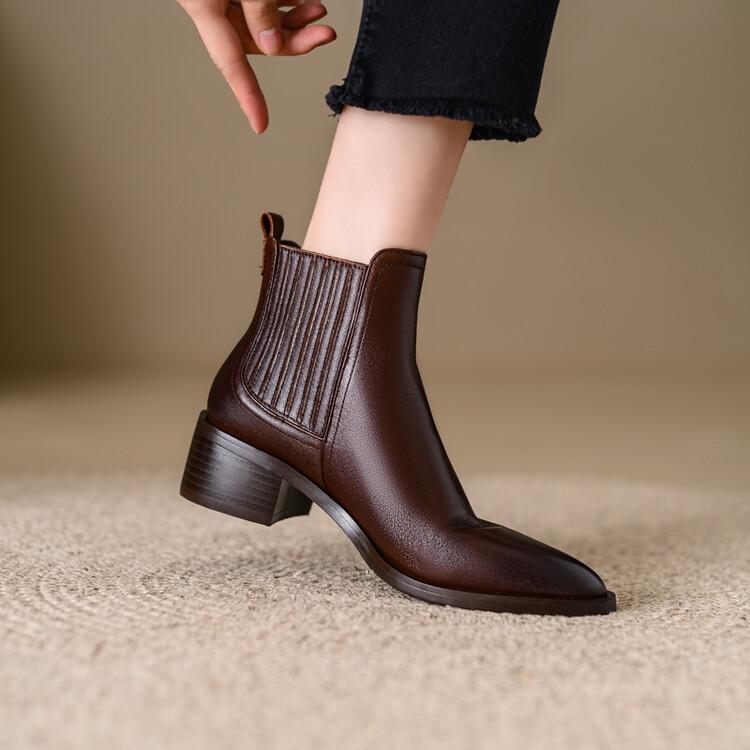 Fashion NEW Autumn Winter Genuine Leather Women Boot Fashion Short Boots Round Toe Chunky Shoes for Women Botas De Mujer Chelsea Boots