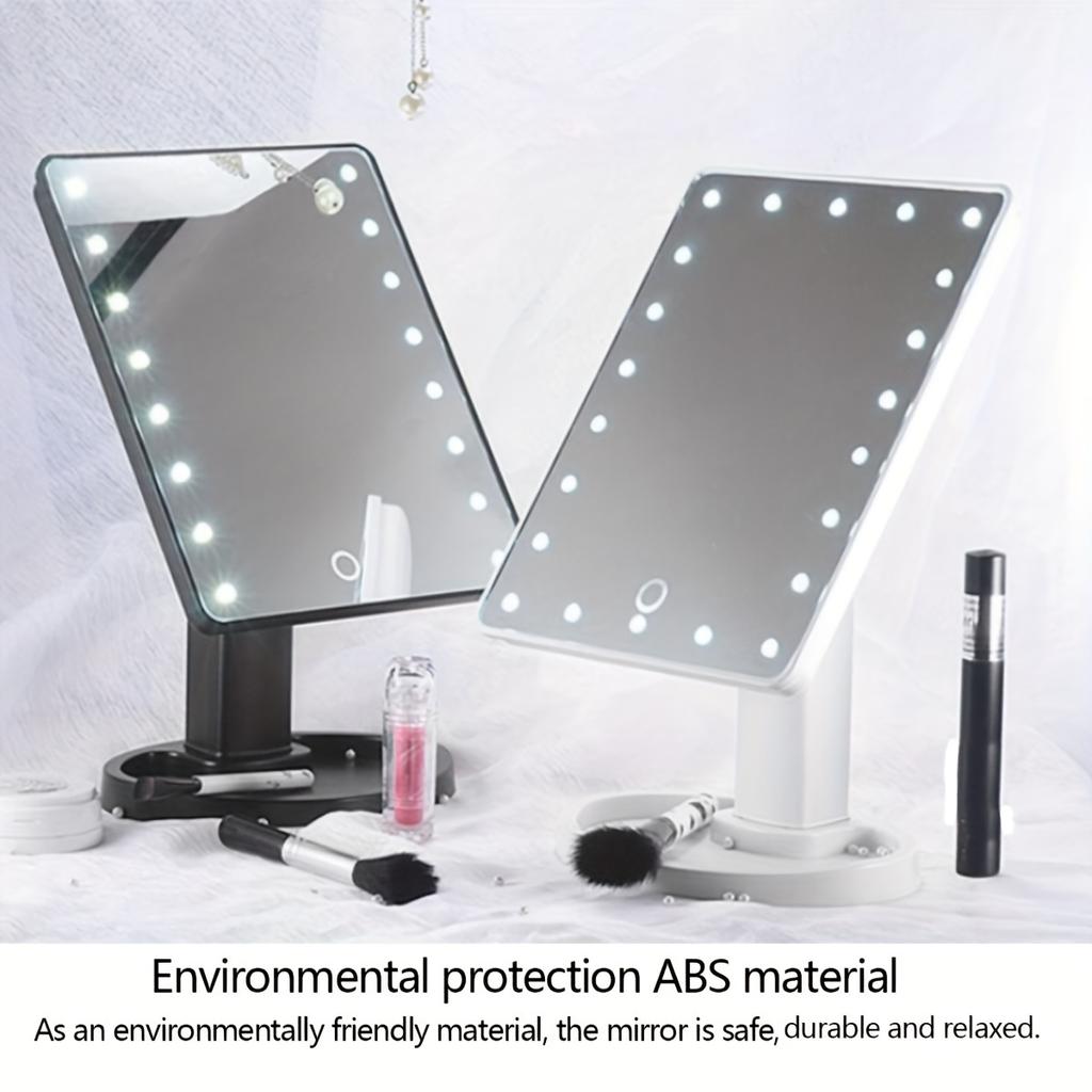 1PC lamp cosmetic mirror, square battery cosmetic mirror, touch-screen cosmetic mirror, sequined dormitory home perfect choice.