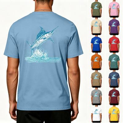 Men's Outdoor Fishing T Shirt Short Sleeve UPF 50 Plus Sun Protection Stretch Cooling Sports Tee Lightweight Quick Dry