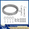 Stainless Steel Wire Rope Hanging Kit for Outdoor String Lights with Thimble Hooks and Tensioning Cable.