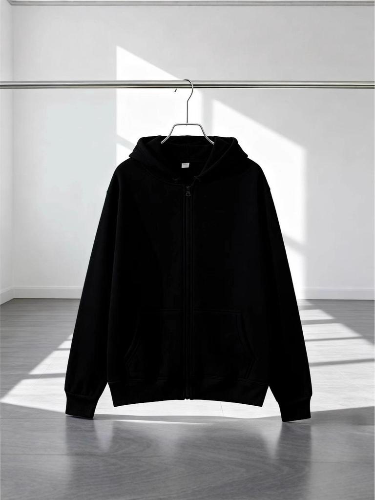 Unisex Cross-Season Hooded Fleece Jacket: Autumn-Winter Zip-Up Cardigan