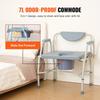 Commode Chair, Bedside Commode with Drop-Down Arms and Detachable Backrest, 5-Level Adjustable Height, 7L Removable Bucket, Easy to Assemble, 1000LBS