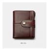 Men's Short Leather Zipper Coin Purse European American Retro Cowhide RFID Anti-theft Brush Wallet