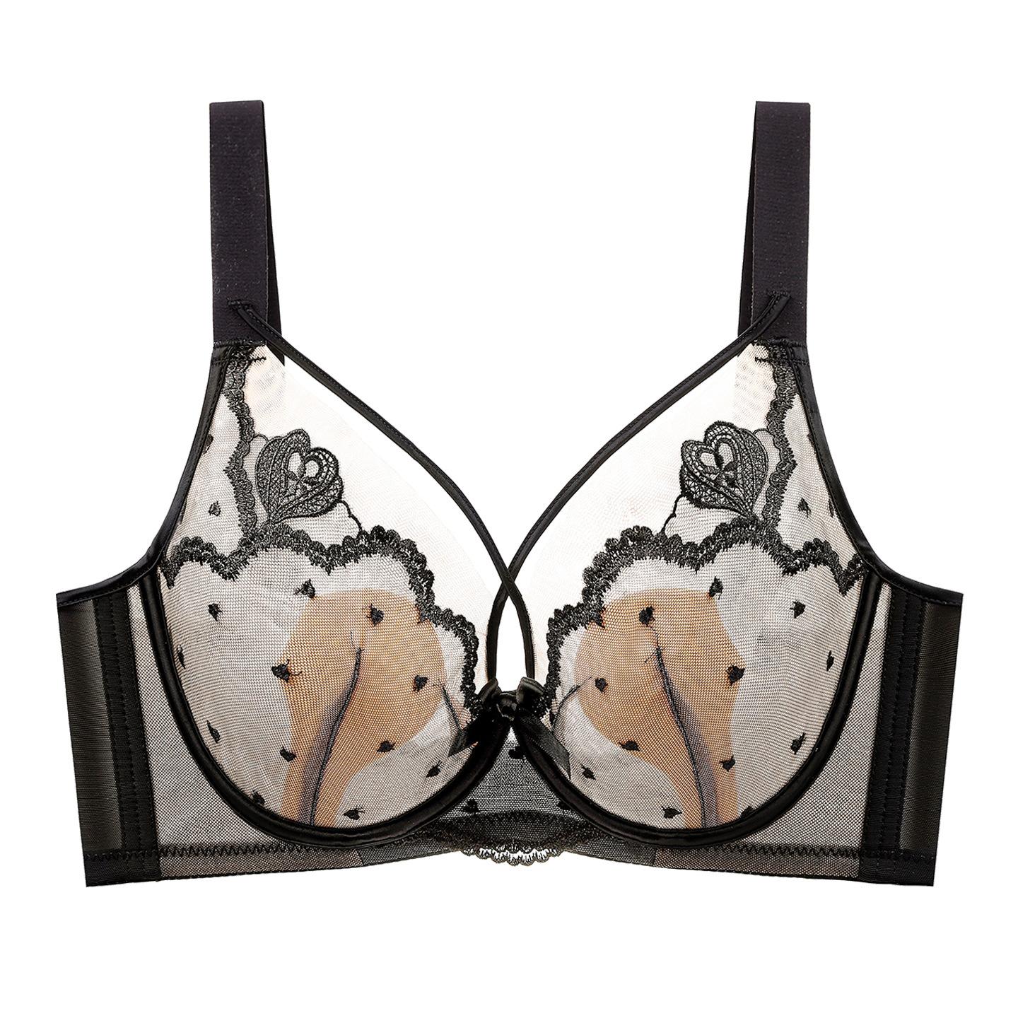 

Ультратонкий Дихаючий Лестить Фігура Ліфчик у Французькому Стилі з Кришталевими Чашками у Формі Кролячих Вушок та М якою Кісточкою для Ефекту Пуш-ап 42/95BC чорний