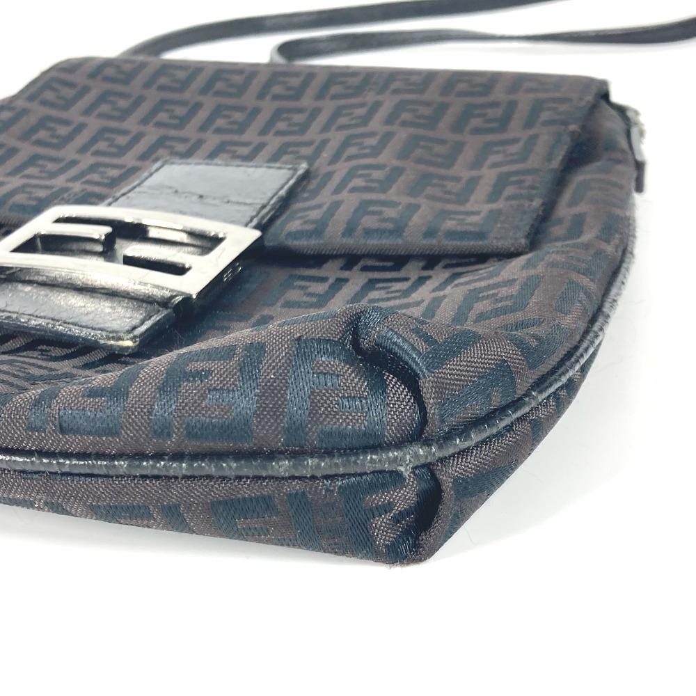 Fendi Zucchino Bag Flap Pochette Crossbody Shoulder Bag Canvas/Leather Black