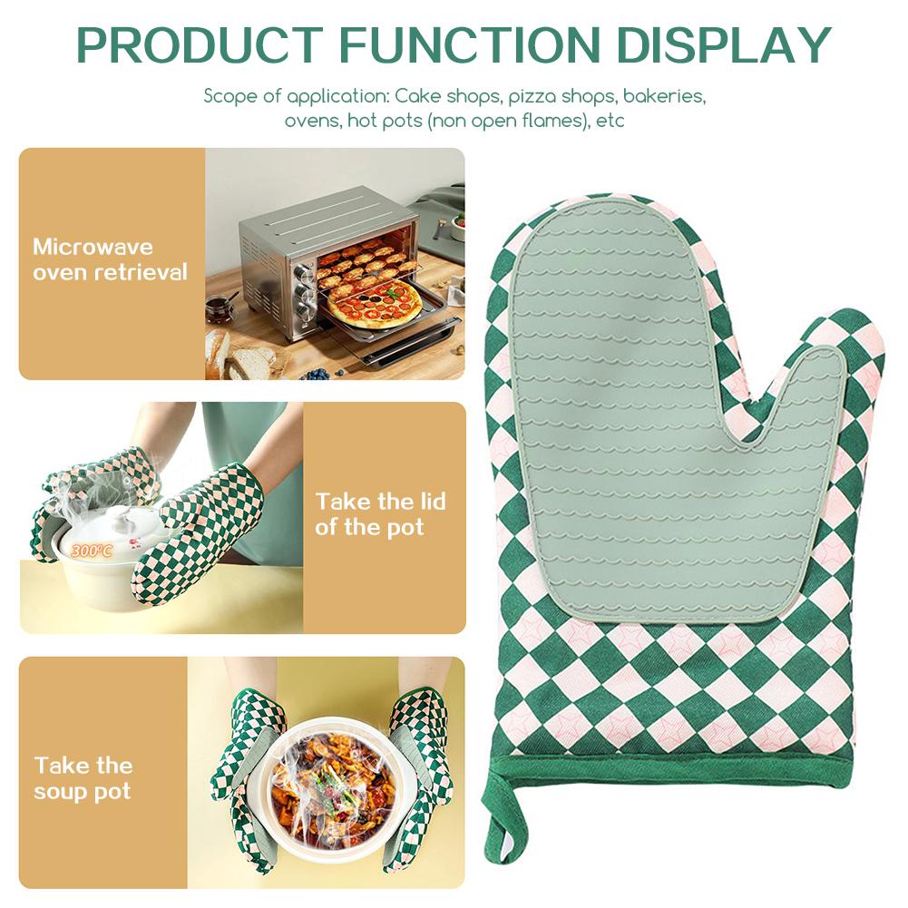 1 Pair Silicone Oven Mitts,Thickened Heat-Resistant Heat-Insulating Microwave Gloves,Prevent Burns Outdoor Barbecue,For Kitchen