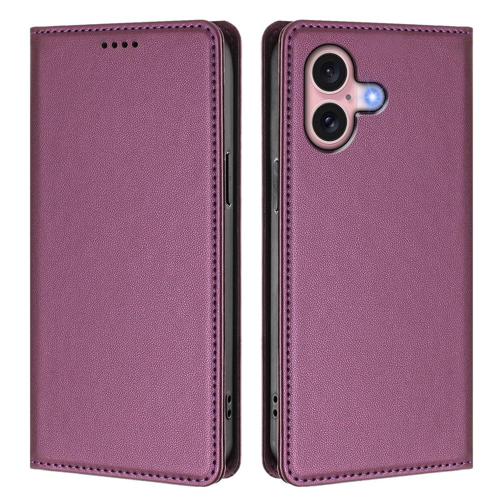 For iPhone 16 Leather Wallet Case Magnetic Closure RFID Blocking Phone Cover
