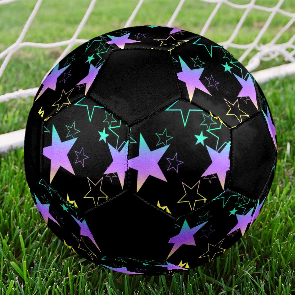 Colorful Pentagram Indoor Soccer Ball Colorful Machine Stitched PVC Size 5 Team Training Competition Ready Durable High-Bounce Cool Sports Gift