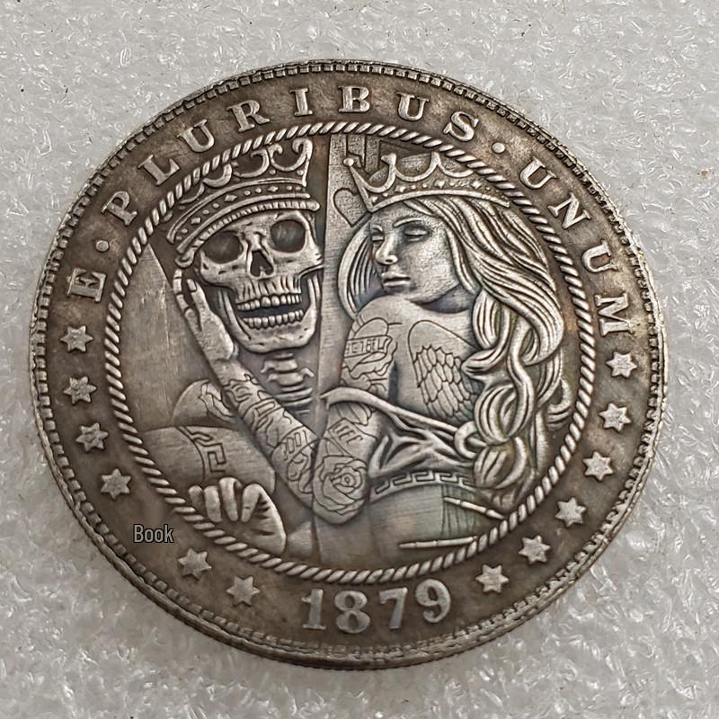 Antique 1879 Wanderer Skull Coin: Brass & Silver Dollar Commemorative No