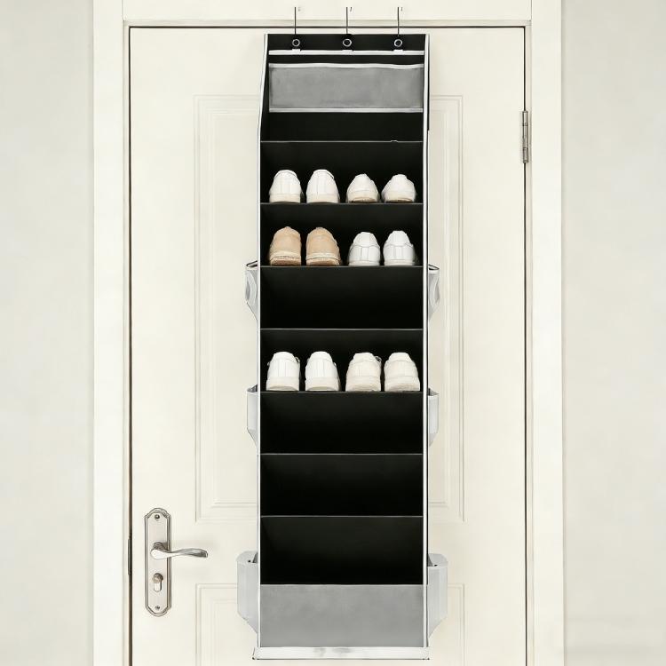 Modern Fabric Shoe Display For Door Back Providing 8 Shelves And Extra Pockets For Improved Arrangement