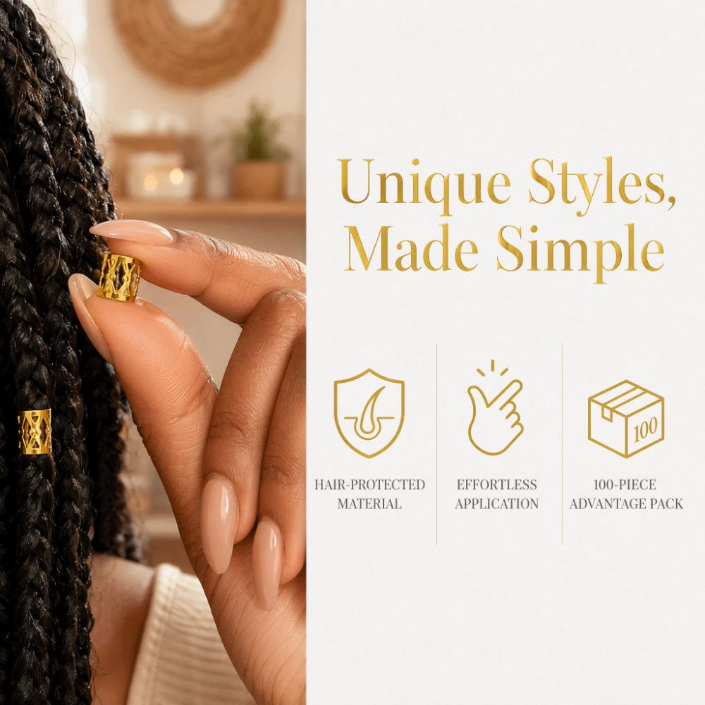 Fashion Metal Hair Cuffs Durable Hair Decoration Rings Hair Braid Beads  Beauty Decoration