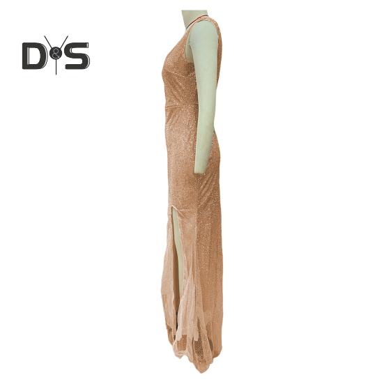 Dámské večerní šaty Hluboký lem s výstřihem do V Flitr Úzký rybí lem Zadní díl Zapínání na zip Bez rukávů Plesové Koktejlové Společenské šaty Plesové šaty v délce po zem