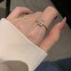 South Korea Dongdaemun micro zircon square open ring design sense Internet celebrity fashion ring niche temperament jewelry