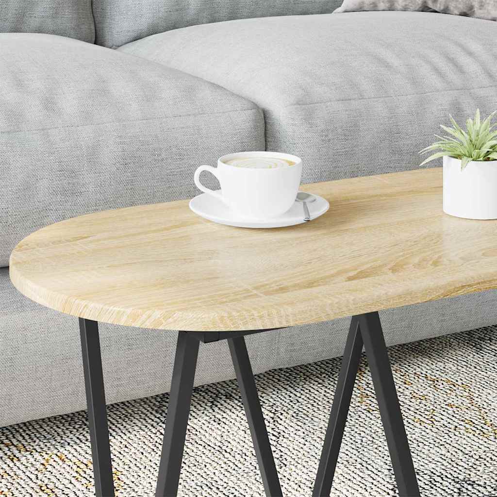 Coffee Table Sonoma Oak 80 x 40 x 40.5 cm Plywood and Metal