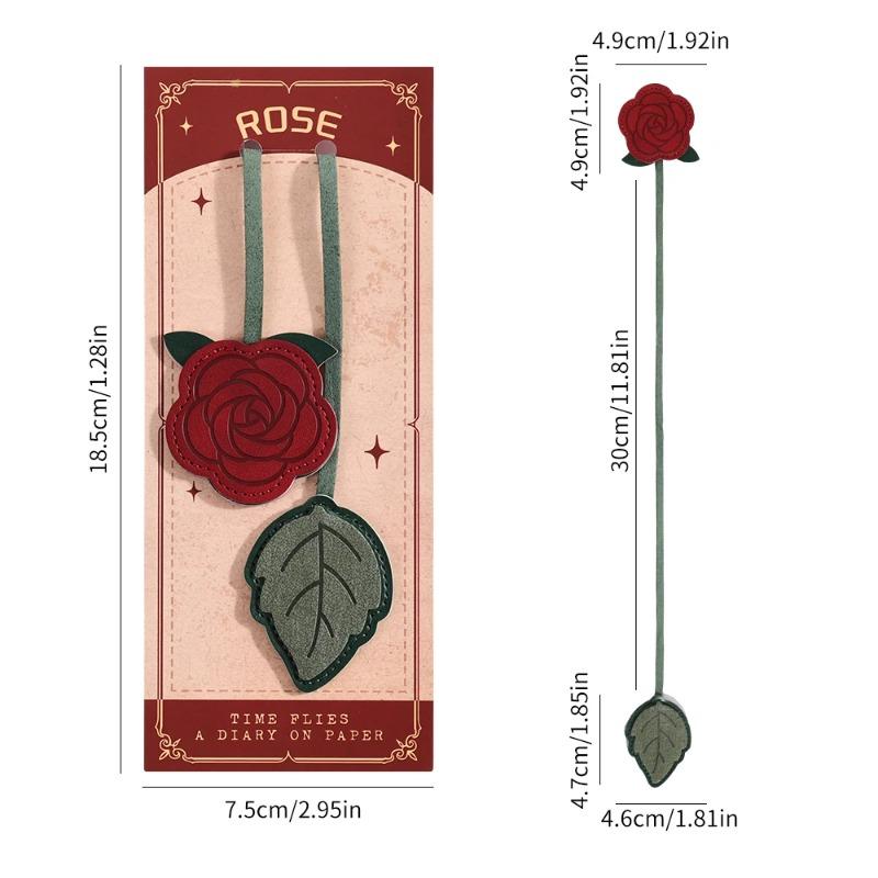 1 Piece Multi Functional Faux Leather Bookmark with Floral Patterns Page Number Marking Student Stationery Bookmarks