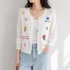 Mizqz Women Summer Flower Embroidery Sheer Knit Cardigan