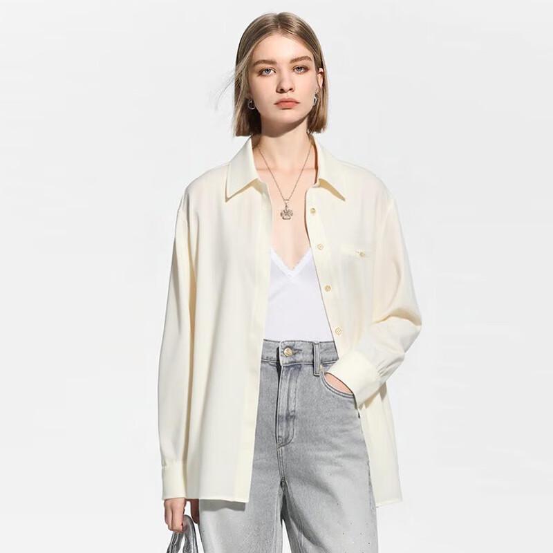 Elegant Loose Fit Long-Sleeve Lapel Shirt L
