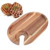 Wine Appetizer Plate Cheese Board Wooden Steak Plate with Wine Glass Holder for Party Gathering