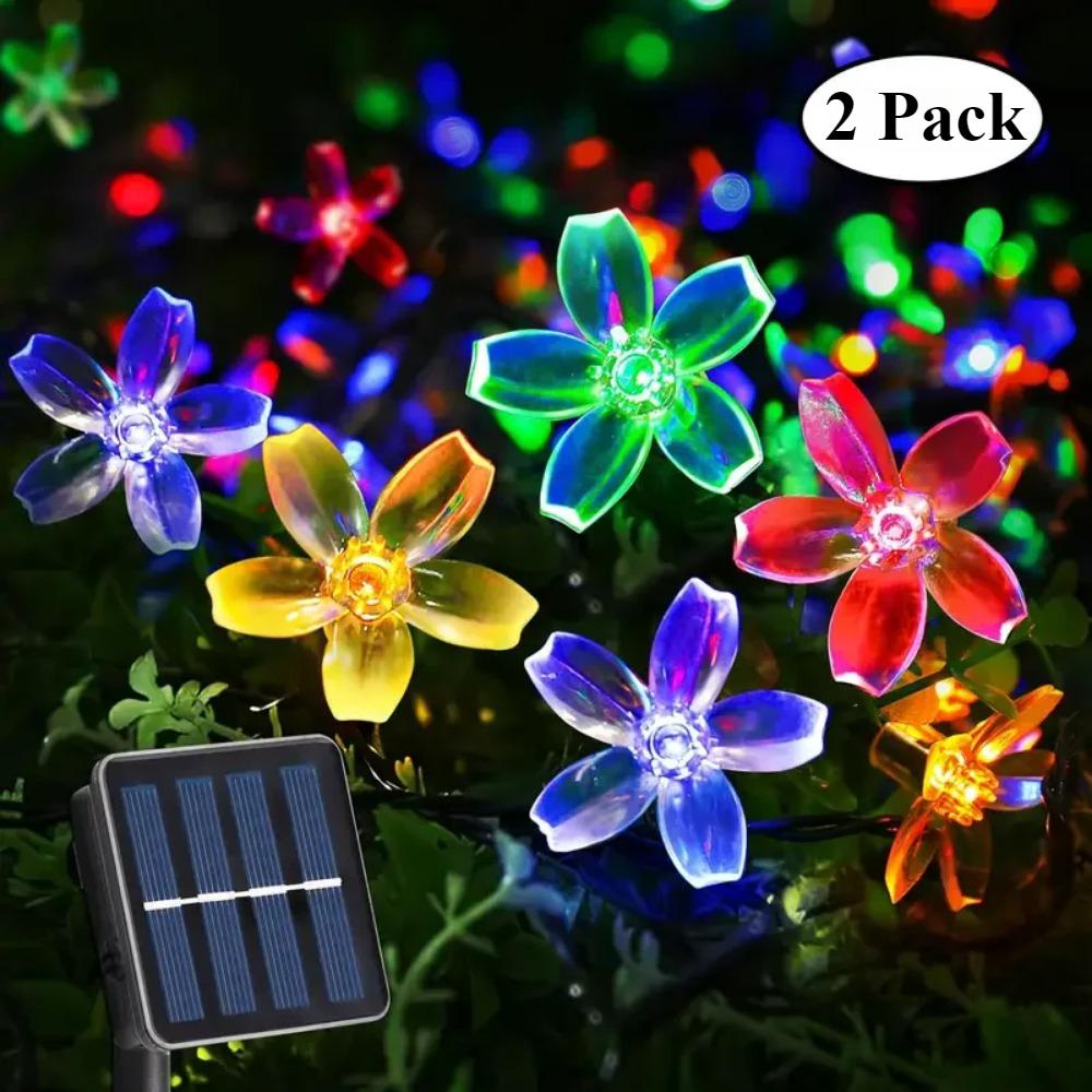 Cherry Solar String Lights 50LEDS Waterproof Solar Powered Fairy Lights 8 Modes Decorative Lights for Patio Fence Wedding