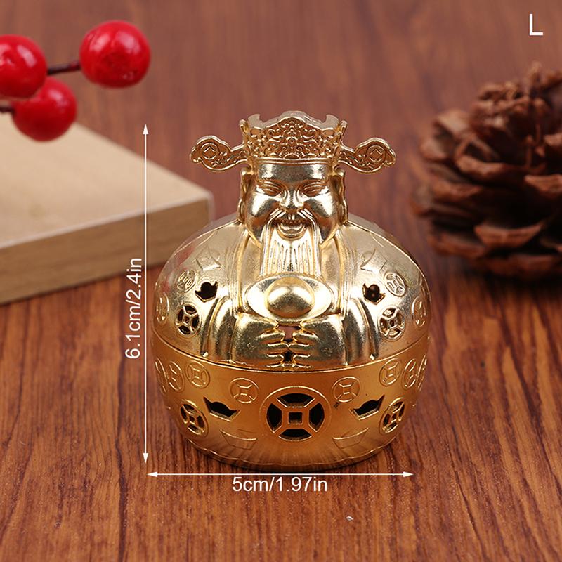 1Pc Alloy Wealth God Incense Burner With Exquisite Yuanbao Carvings Burner Without Incense Yoga Meditation Home Decoration