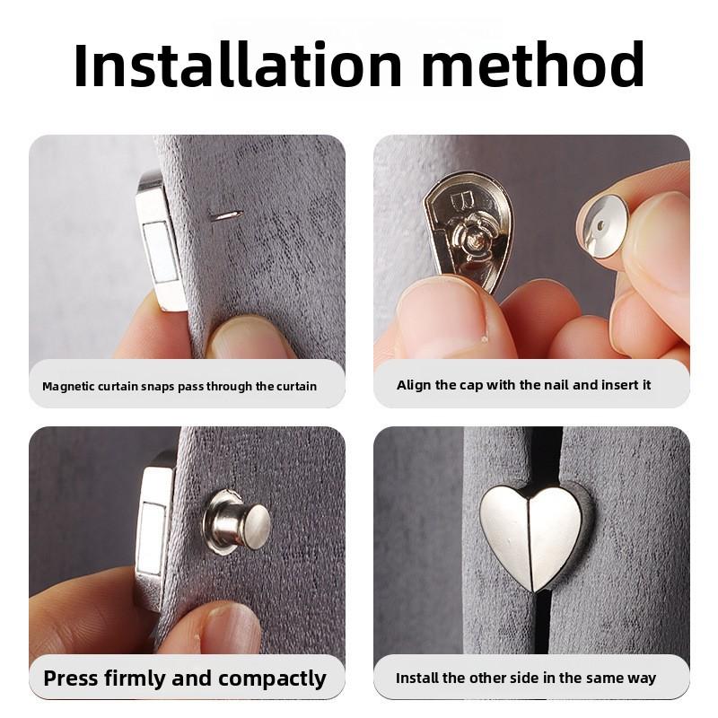 Heart-shaped Curtain Magnetic Clasp, Home Living Room Bedroom Magnetic Clasp, Curtain Closure Clasp, Curtain Anti-light Leakage Button