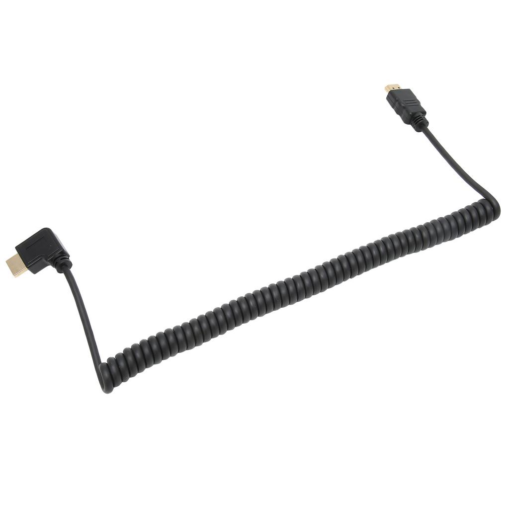 90 Degree Right Angled HD Multimedia Interface Male to Male Extender Coiled Cable for Computer TV