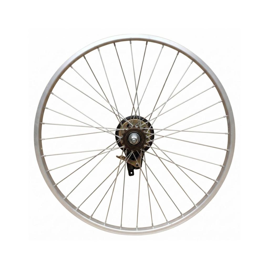Single Speed Bicycle Rear Wheel Rim 26 Inch Metal Spoke Complete Assembly