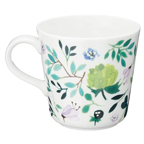 NARUMI Anna Emilia Clover Garden Mug, 340cc, Green, Floral Design, Cute Clover Design, Large, Microwave and Dishwasher Safe, Gift Boxed, 51854-2923P