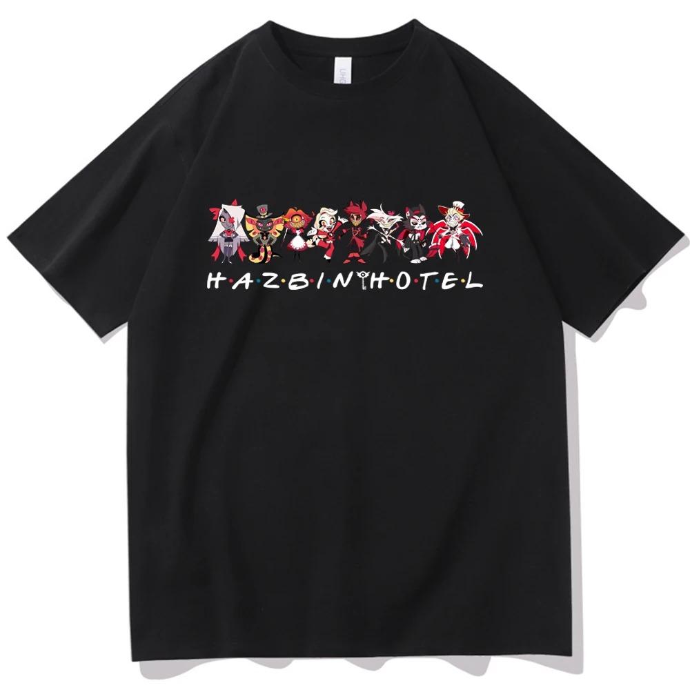 

Anima Hazbin Hotel Graphic Print T-shirt O-Neck Short Sleeve Men Women Fashion Casual Cotton T-shirt Oversized Harajuku Tee S