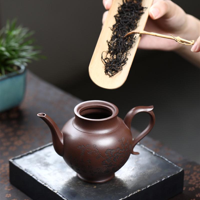 240ml Chinese Yixing Purple Clay Teapot Creative Handmade Flower Pattern Zisha Tea Pot Beauty Tea Infuser Kettle Tea Set Teaware
