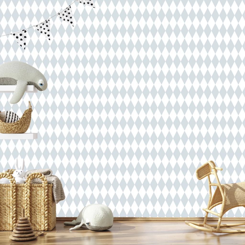Harlequin Diamonds Wallpaper White and Light Gray 50x1000