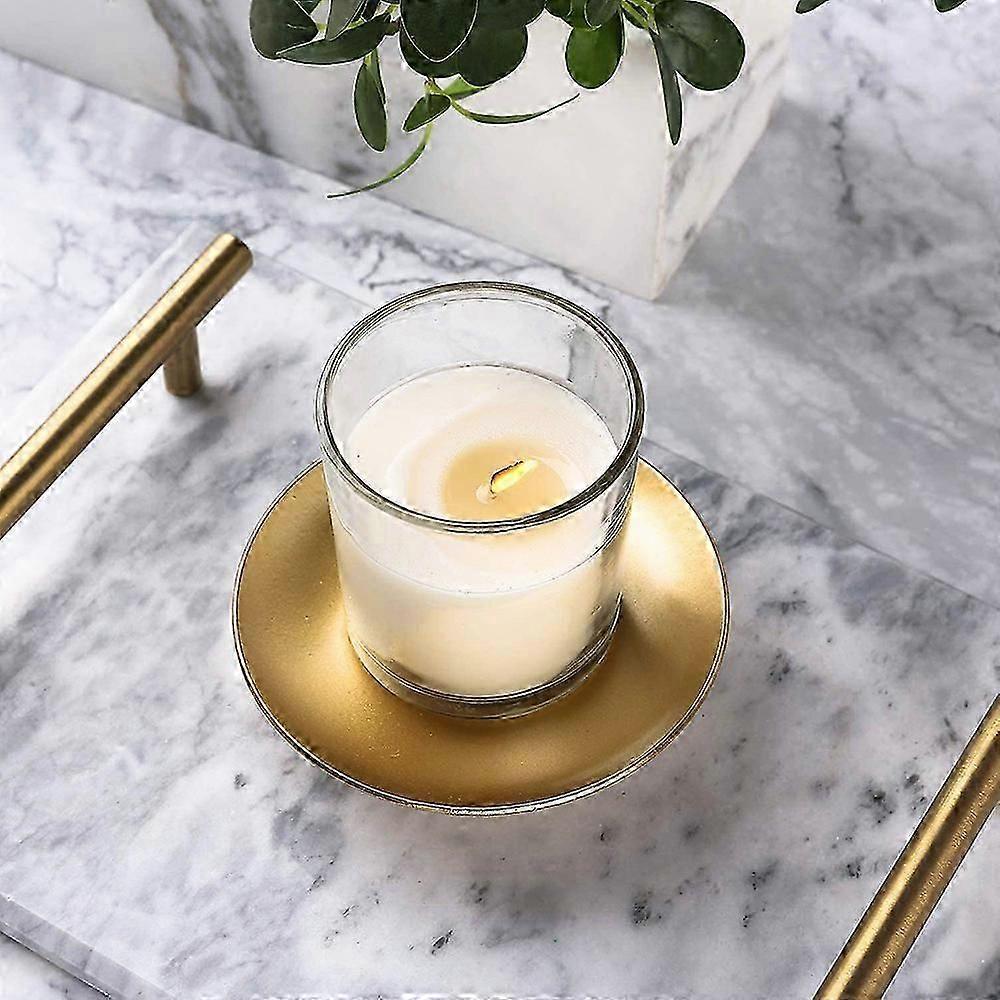 1 PC Round Candle Holder Decorative Iron Pillar Candle Plate Pedestal Candle Stand for Wax Candles Spa Wedding & Birthdays Party