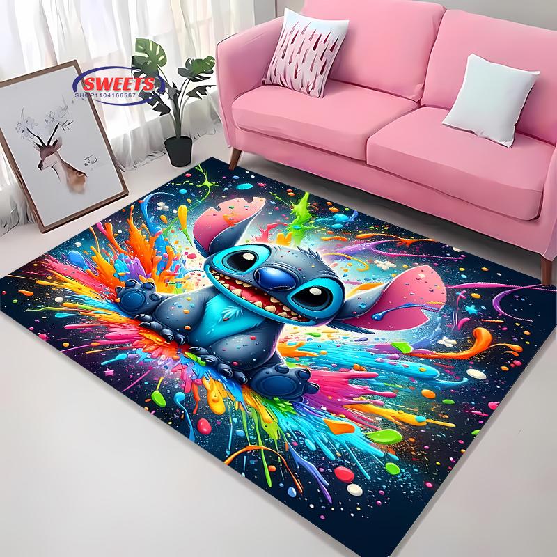 NO.5 Disney Lilo & Stitch Theme Carpet! Bedroom Living Room Bed Mat, Non-slip Exquisite Home Decor, Durable Machine Washable Rug