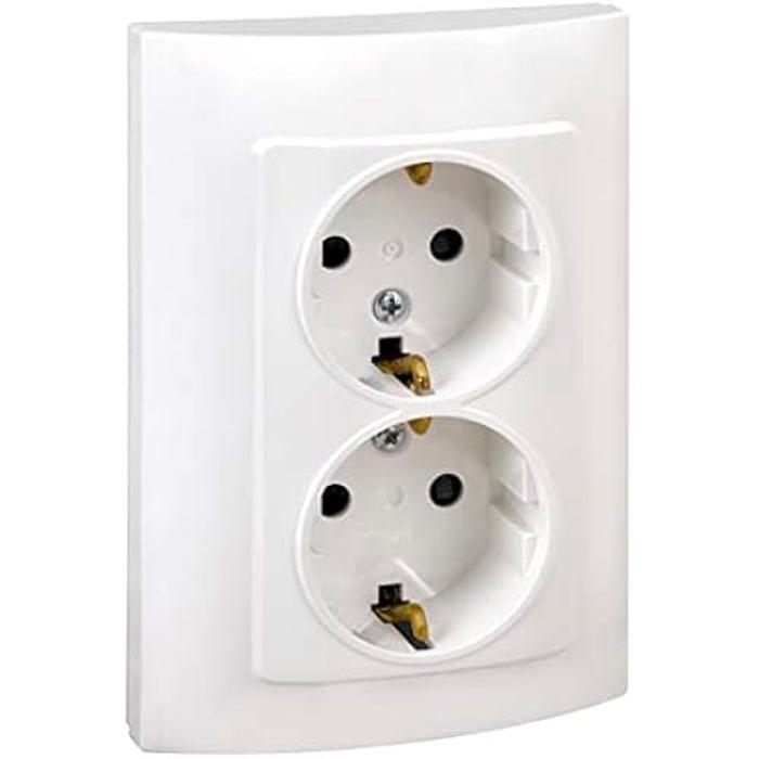 Prise Double - SIMON - Simon 10 - Schuko - 250 V - 16 A - Finition Mate Noire