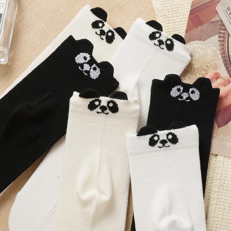 3D Cartoon Cute Comfortable Breathable Antibacterial and Deodorizing Socks for Women Featuring Horses Bears Dogs Cats and Pandas
