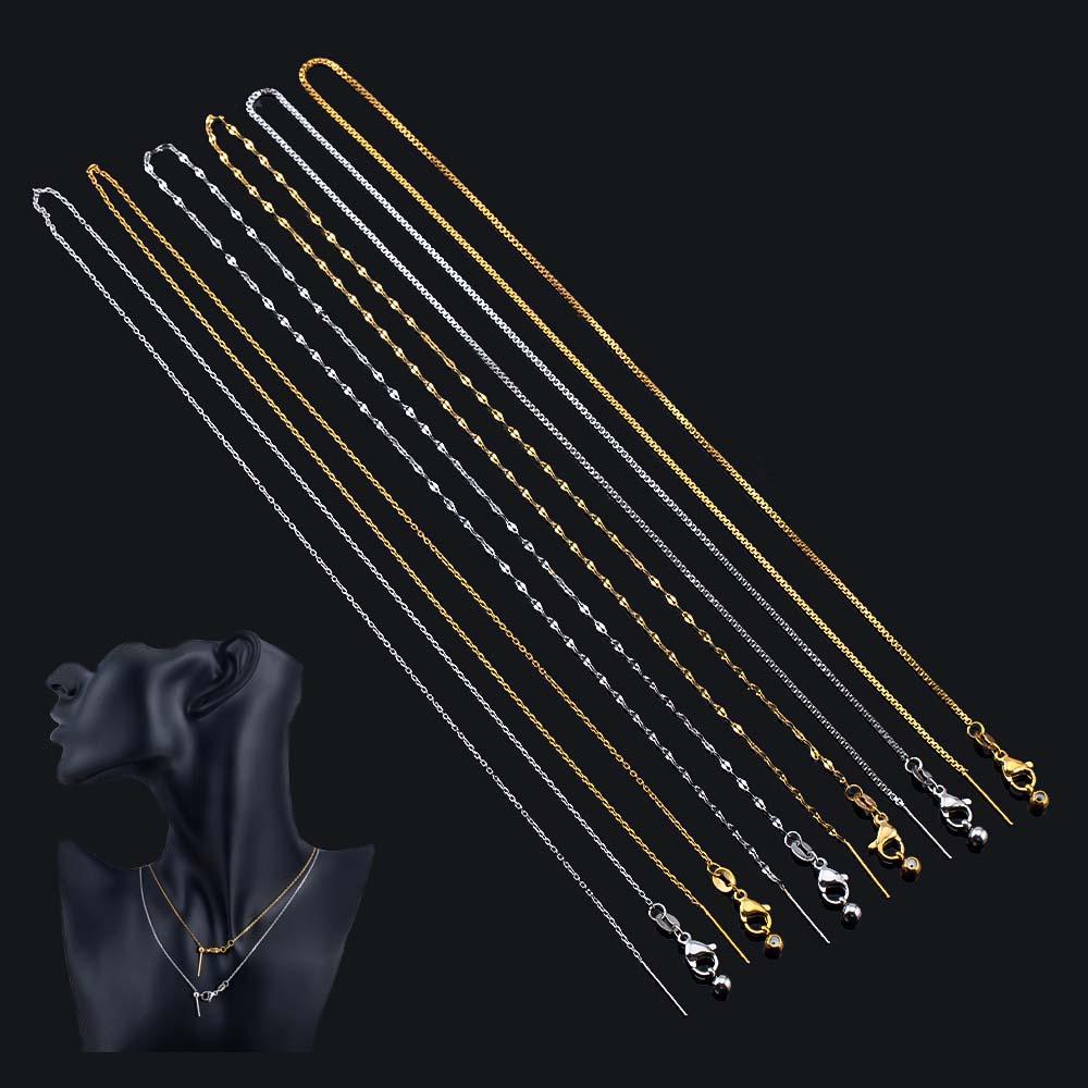 1pc Stainless Steel Semi-finished Link Chain Lobster Clasp Adjustable Stick with Silicon Bead Necklace Parts Jewelry Making