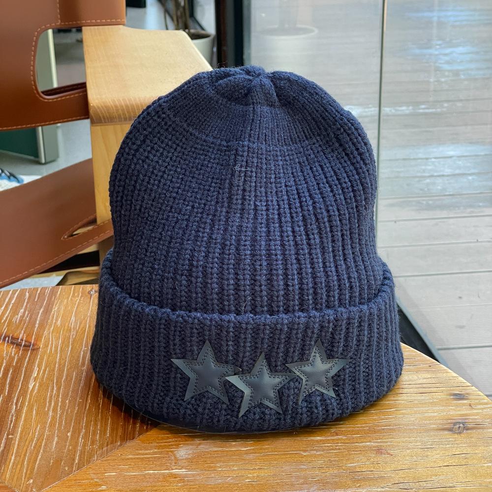 Knitted hat for women Korean style fashion national style five pointed star small face showing thickened warm woolen hat for men trendy