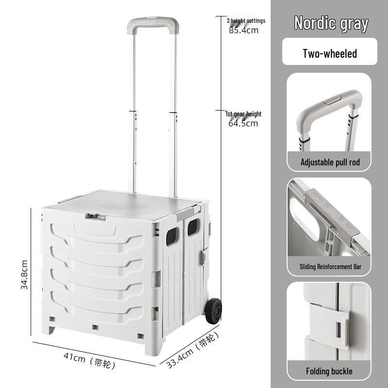 Younai Lightweight Portable Folding Shopping Cart with Trailer Trolley for Home Use