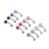 Colorful Double Head Glass Belly Button Ring - Trendy Stainless Steel Summer Style