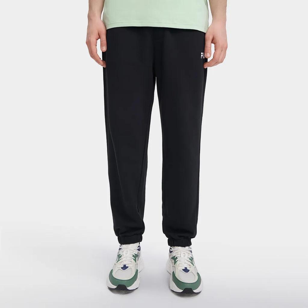 FILA Knitted Sweatpants Men's Jet Black Moderate Cuffed Pants (Unisex) Knitted Sweatpants F11M339608A BK